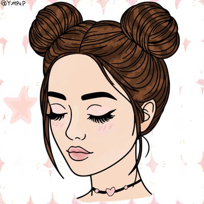 woman with hair buns