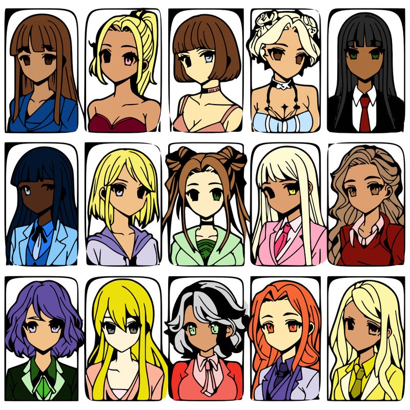 girls that look diffrent anime