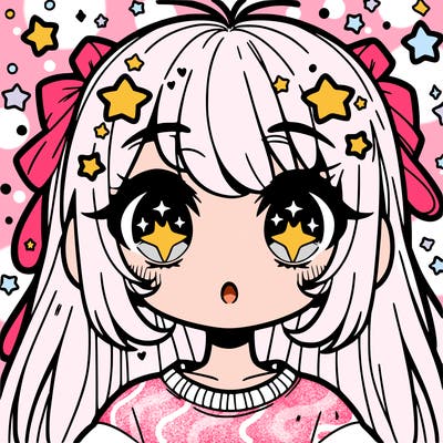 cute anime girl with star eyes