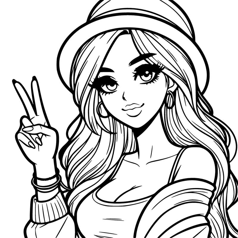 a model holding up the peace sign