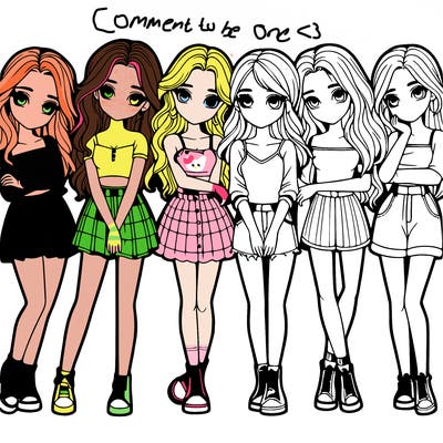 a group of girls realistic