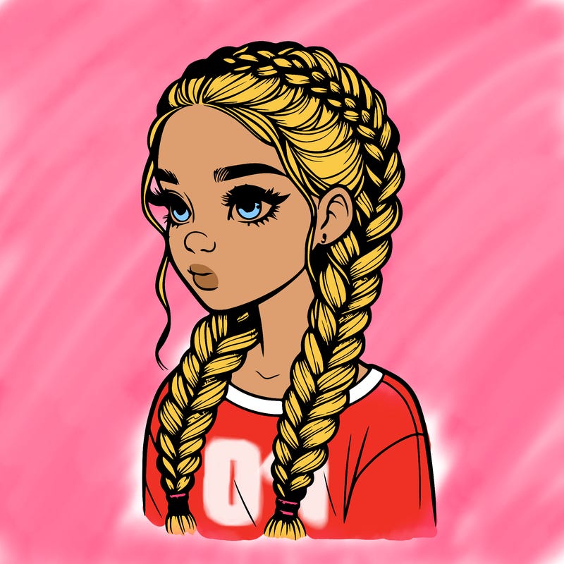 realistic girl with braids