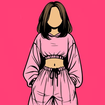 realistic girl faceless with baggy pants and a crop top