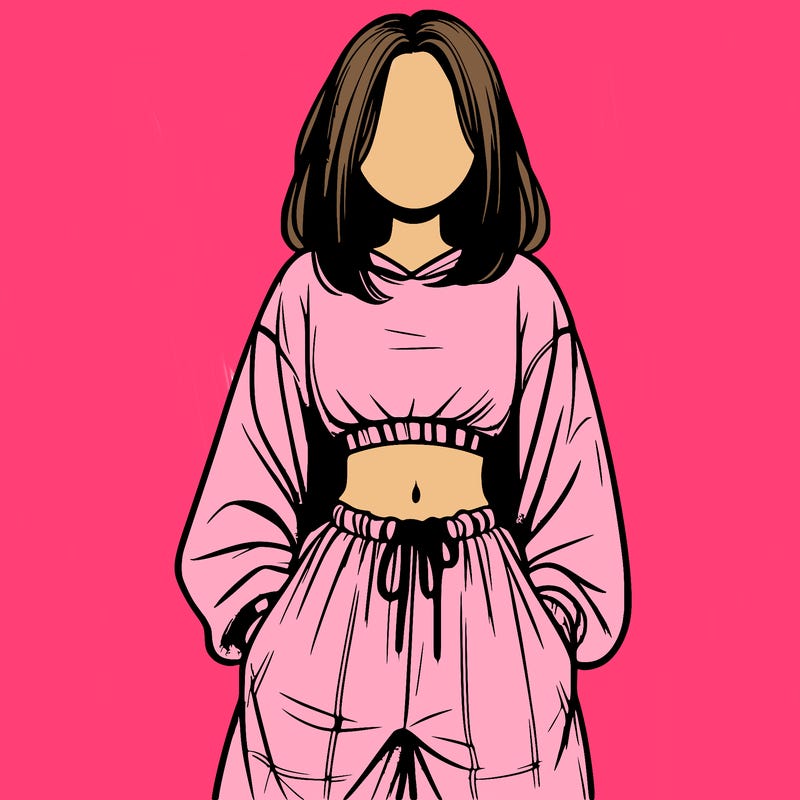 realistic girl faceless with baggy pants and a crop top