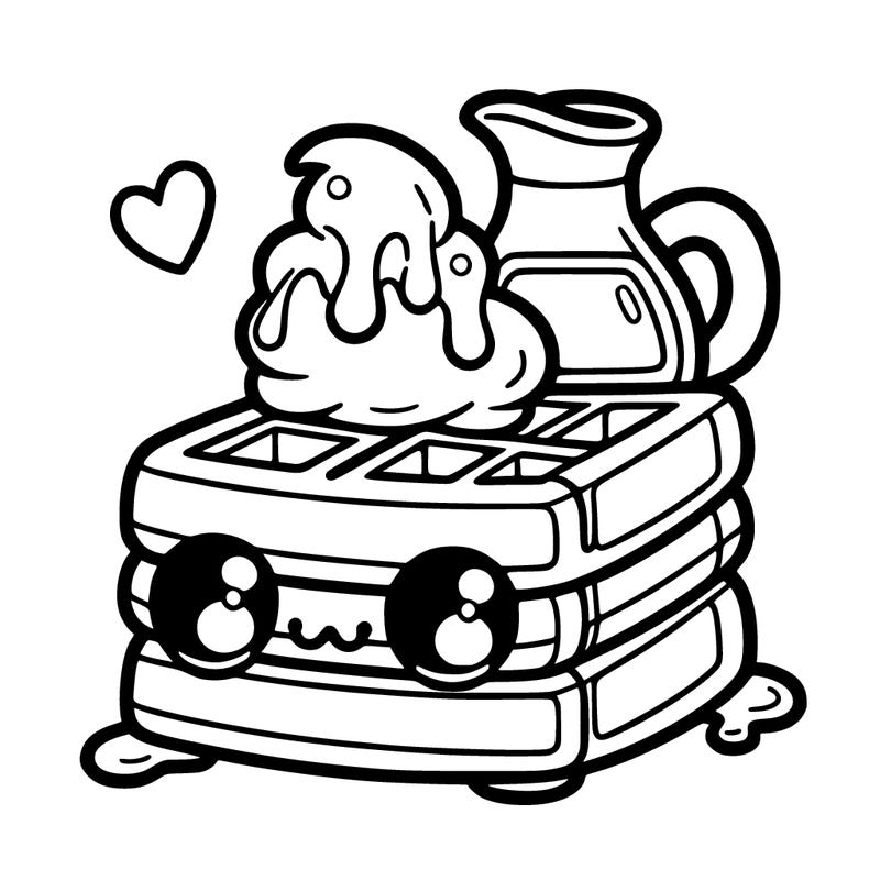 cute waffles with syrup