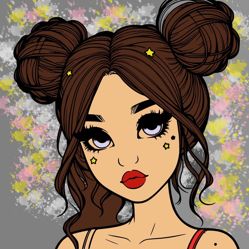 realistic girl with space buns