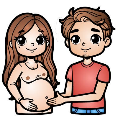 a pregnant woman and a man