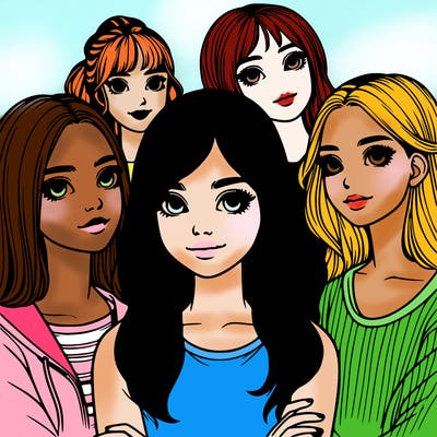 a group of realistic girls