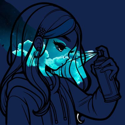 a realistic girl spray painting