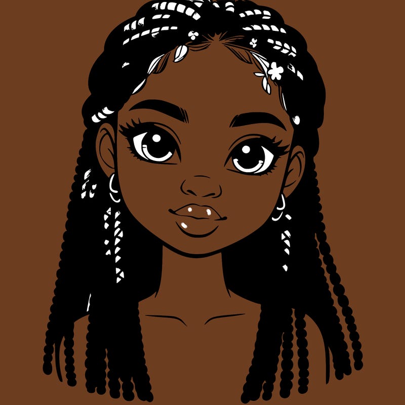 a realistic black girl with braids