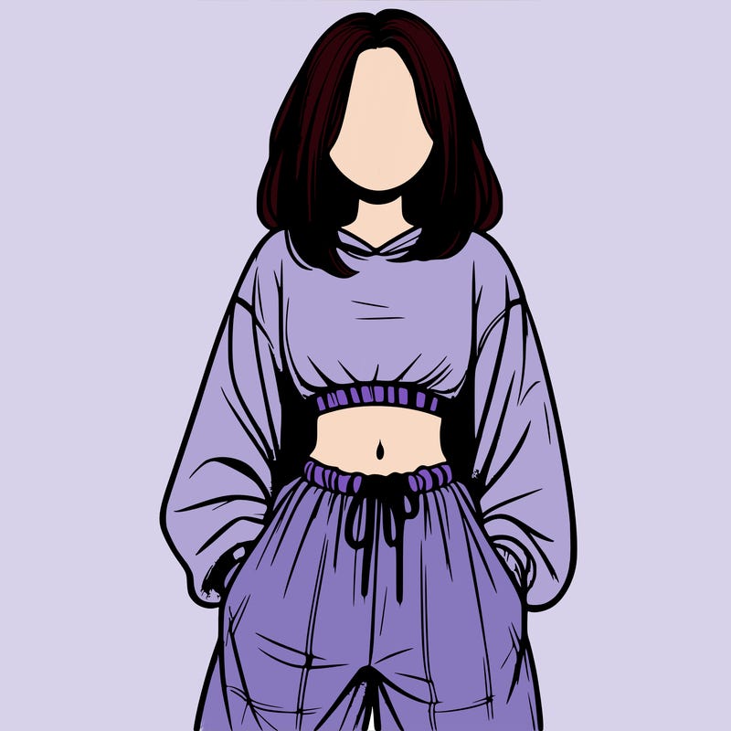 realistic girl faceless with baggy pants and a crop top