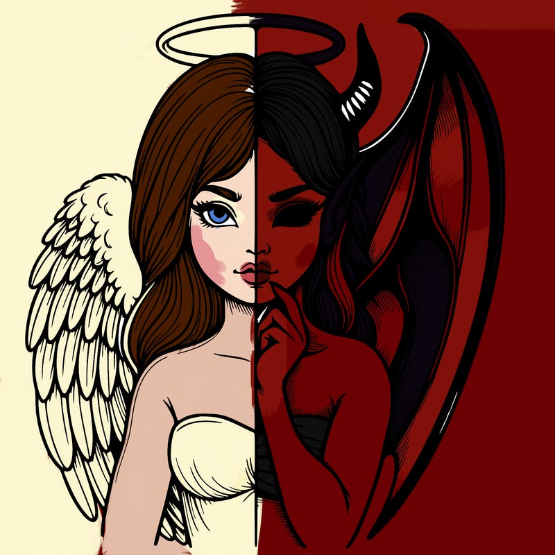 realistic angel half demon