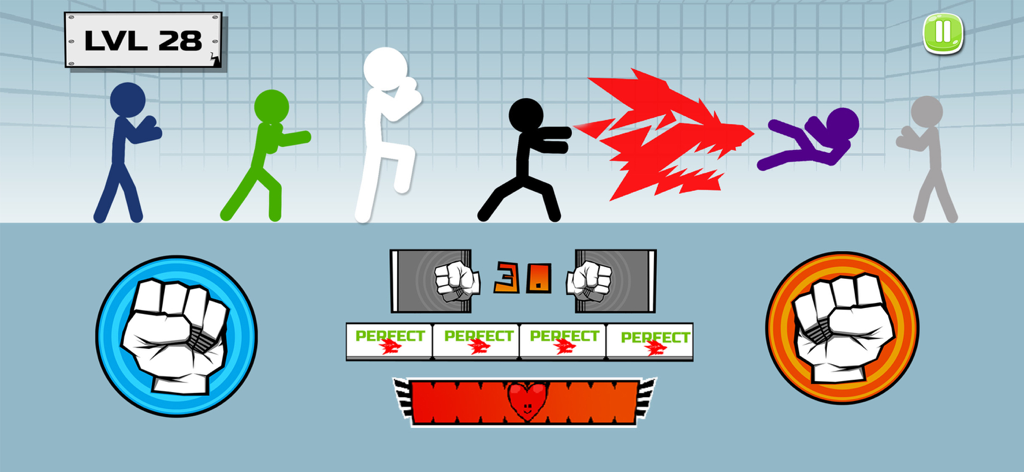 Stickman fighter : Epic battle - Black stickman uses a red special move against multiple enemies in an arena combat level