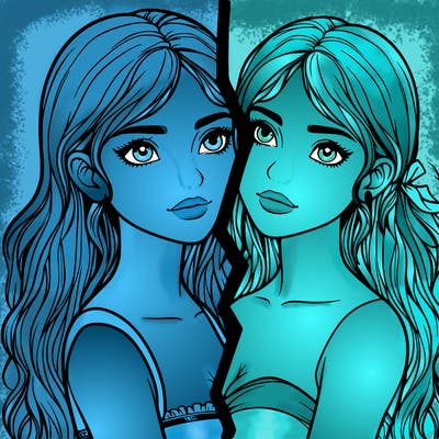 split realistic girl