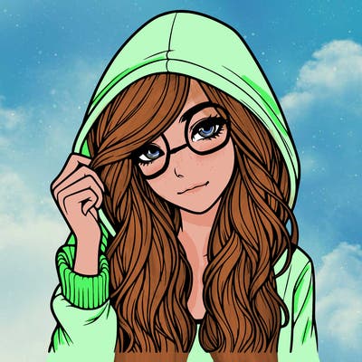 realistic girl with long hair and a hoodie