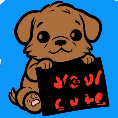 a puppy holding a sign that says 2 likes maybe?