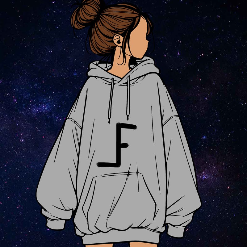 realistic girl with a oversized sweatshirt on and a bun