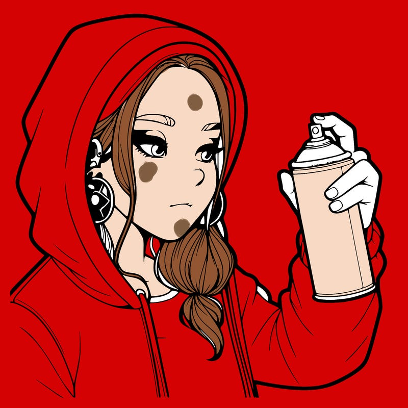 a realistic girl, spray painting
