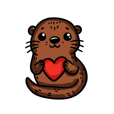 otter with a heart