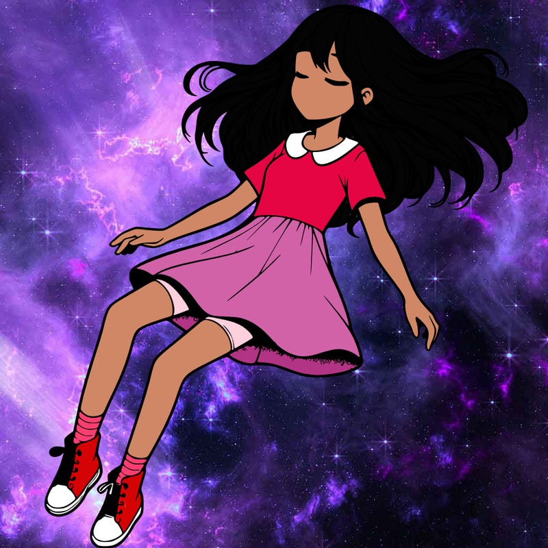 realistic girl floating