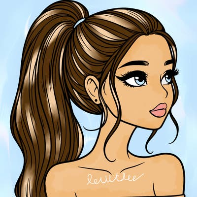 a beautiful and realistic girl with a high pony tail