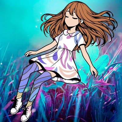 realistic girl floating