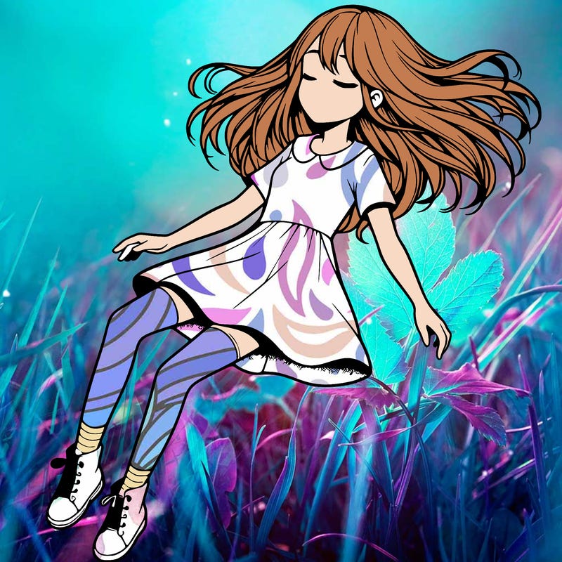 realistic girl floating