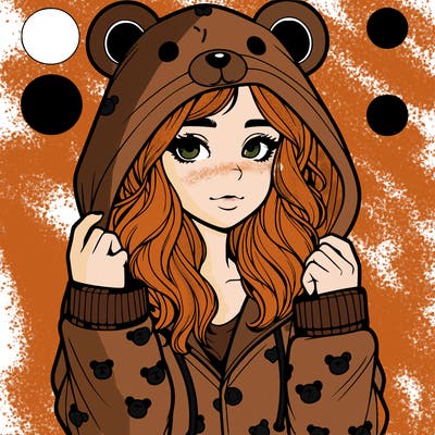 realistic girl in a animal pjs hoodie