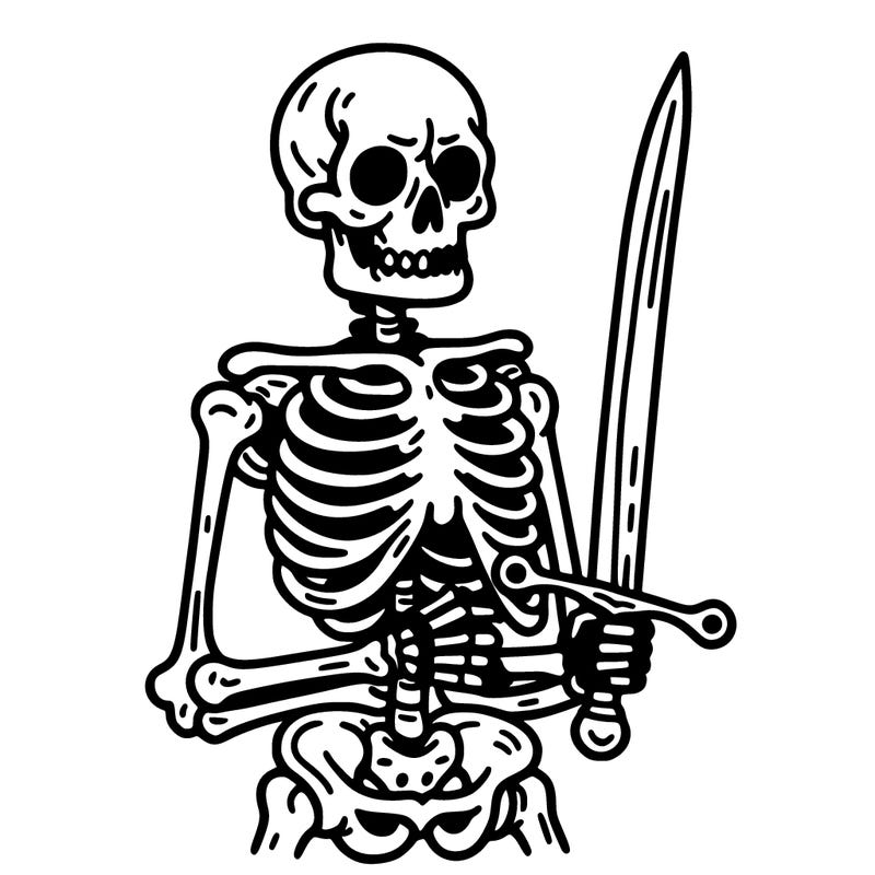 skeleton holding sword