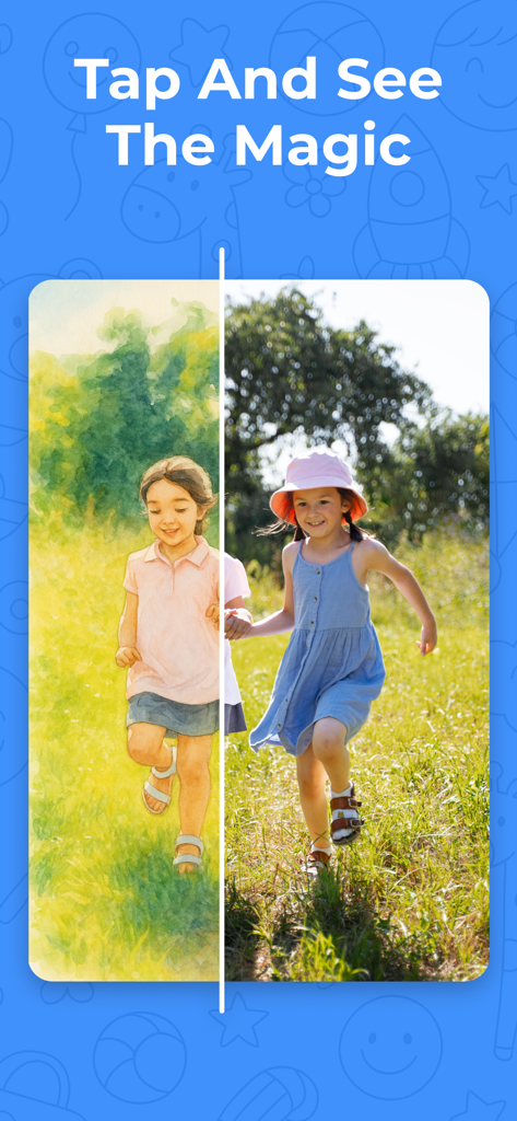 Sketchfy: Coloring Book Maker - Sketchfy AI를 사용하여 사진이 수채화 스케치 스타일로 변환되는 전후 비교