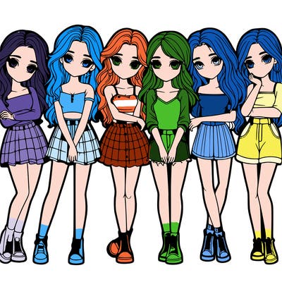 a group of girls realistic