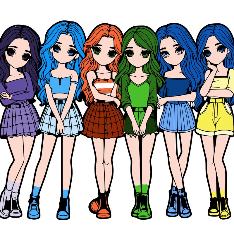 a group of girls realistic