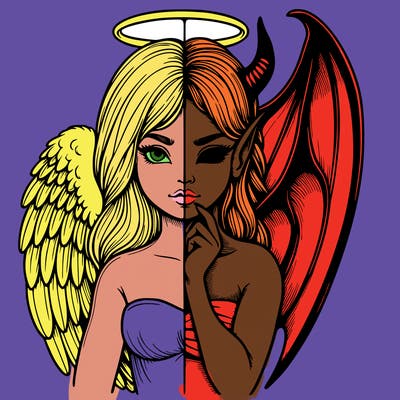 realistic angel half demon