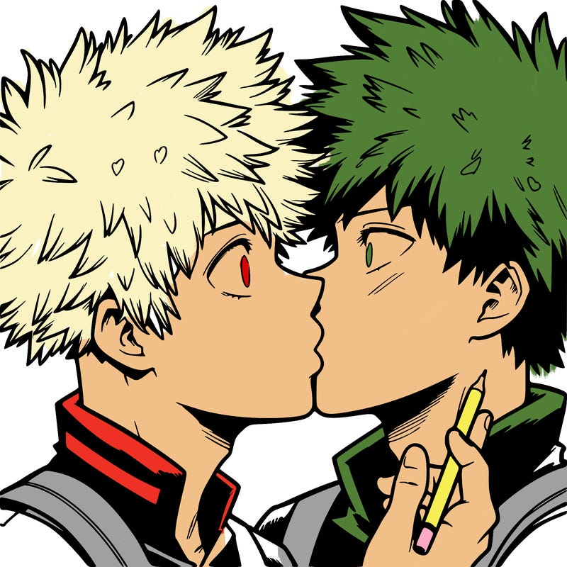bakudeku kiss realistic