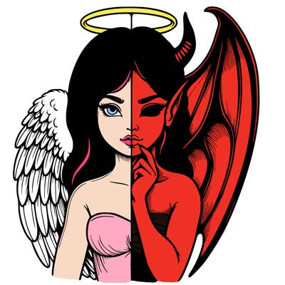 realistic angel half demon