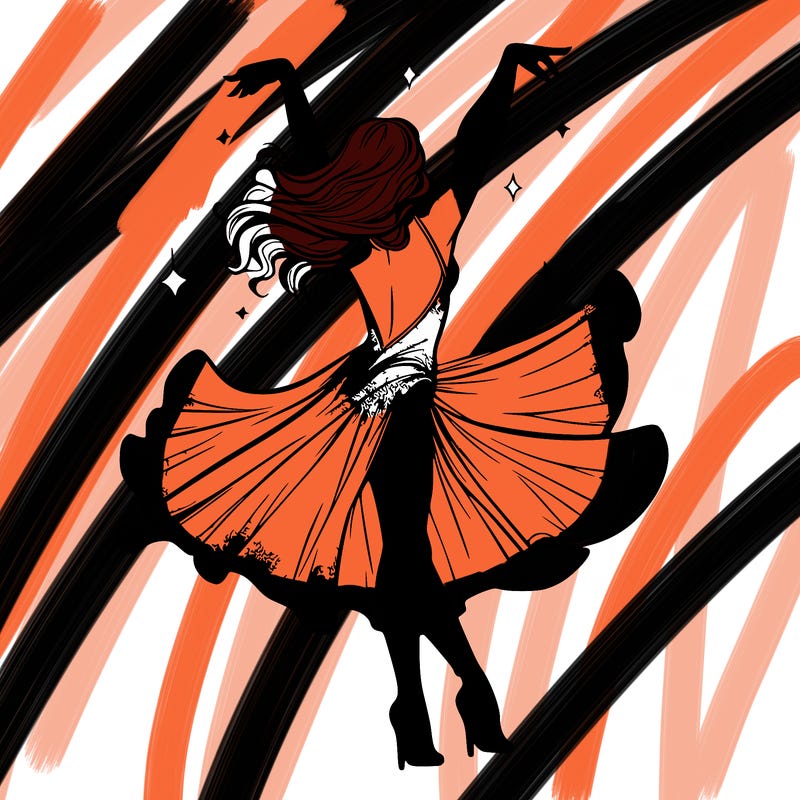 dancer dancing with a shimmery costume on realistic