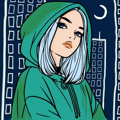 a realistic girl in a hoodie