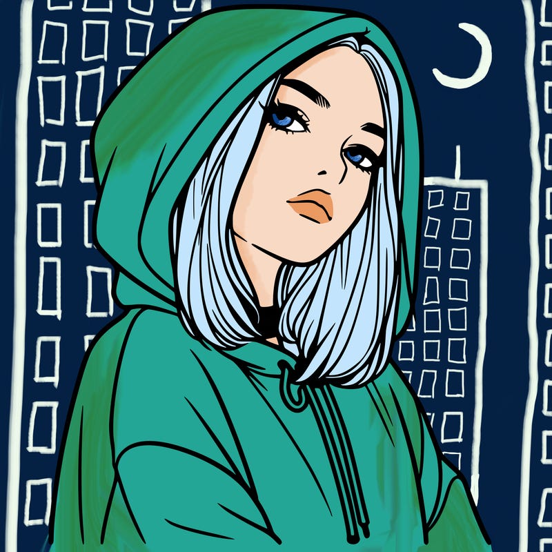 a realistic girl in a hoodie