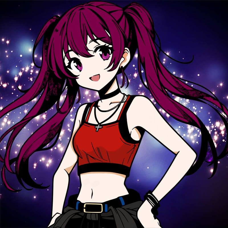 anime girl wearing crop top