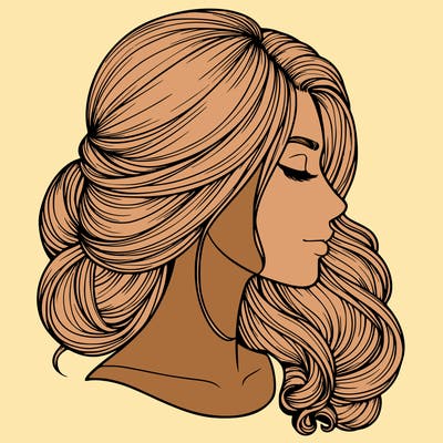 realistic woman's head & hair