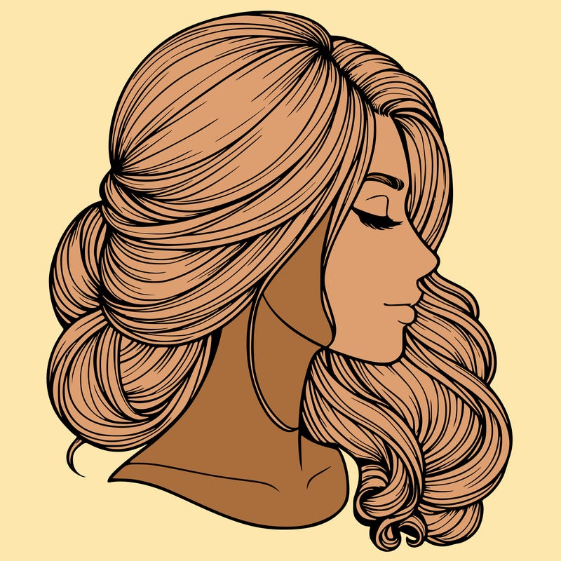realistic woman's head & hair