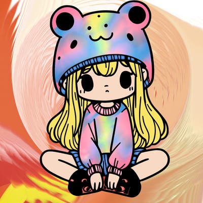 a girl wearing a frog hat and some frog socks