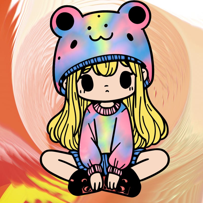 a girl wearing a frog hat and some frog socks