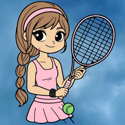 teenager girl plays tennis