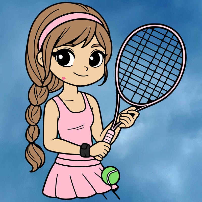 teenager girl plays tennis
