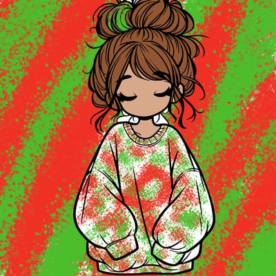 girl with baggy sweatshirt and messy bun