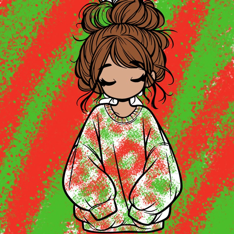 girl with baggy sweatshirt and messy bun