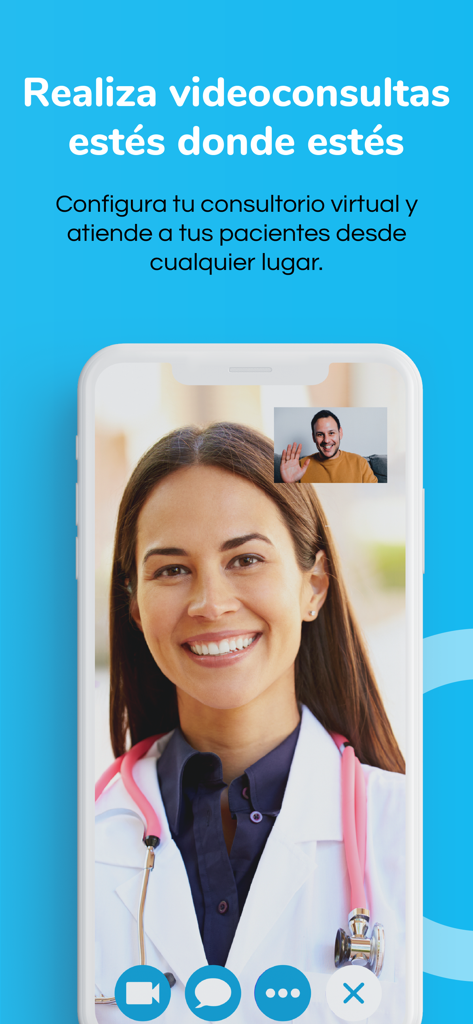 DrApp Pro - Una doctora realizando una videoconsulta remota con un paciente a través de la interfaz de DrApp Pro.