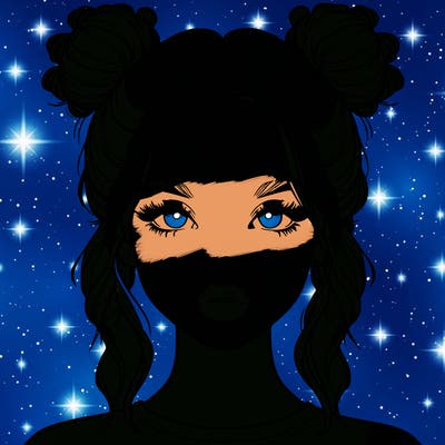 realistic girl with two buns in hair and lips