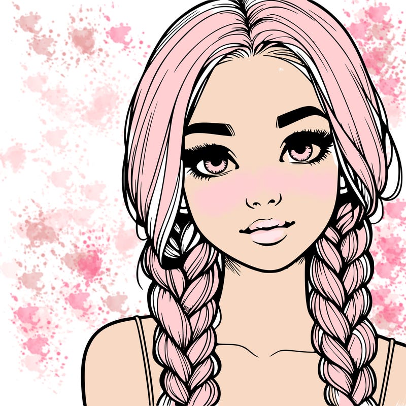 realistic girl with braids